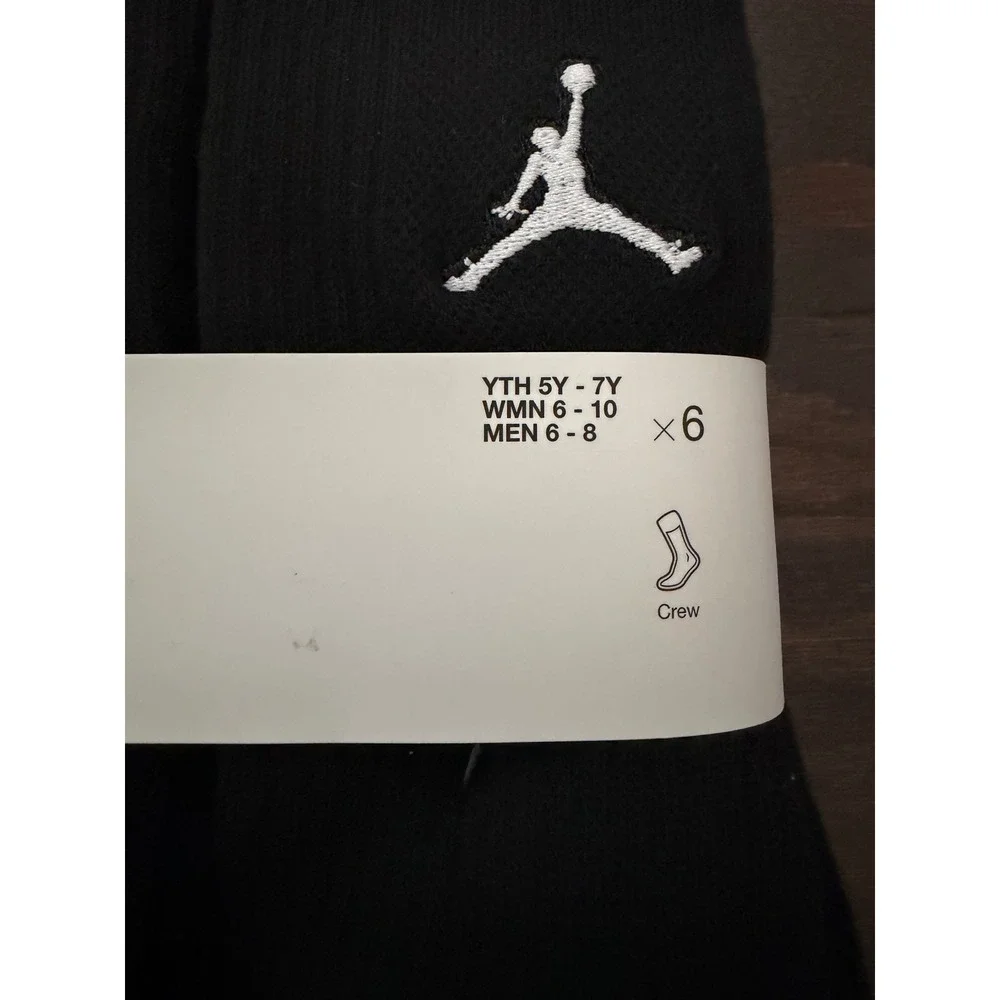 Jordan Jumpman Crew Socks 6 Pack Black Red White BJ0343-023 Size M 9-11